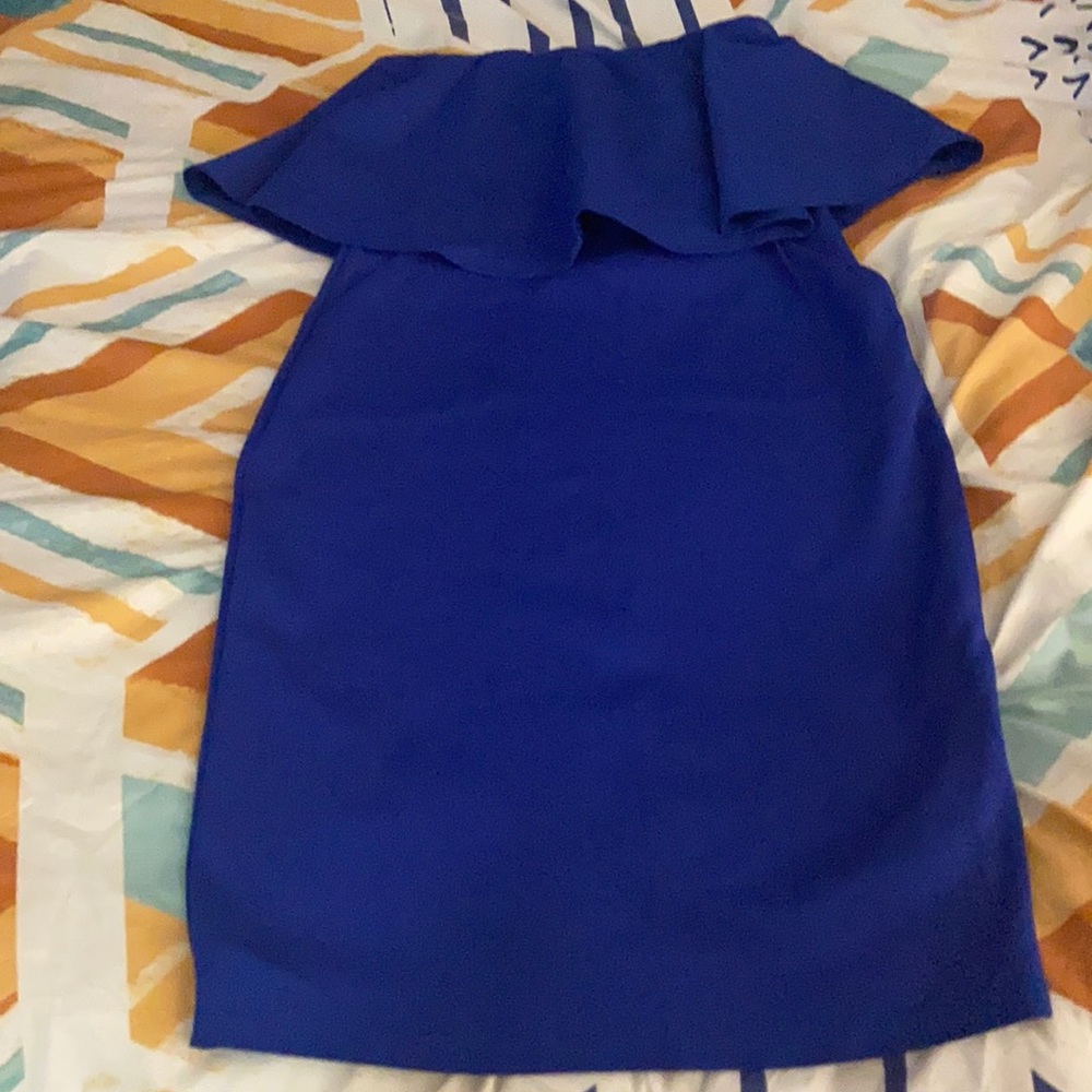 Blue strapless dress